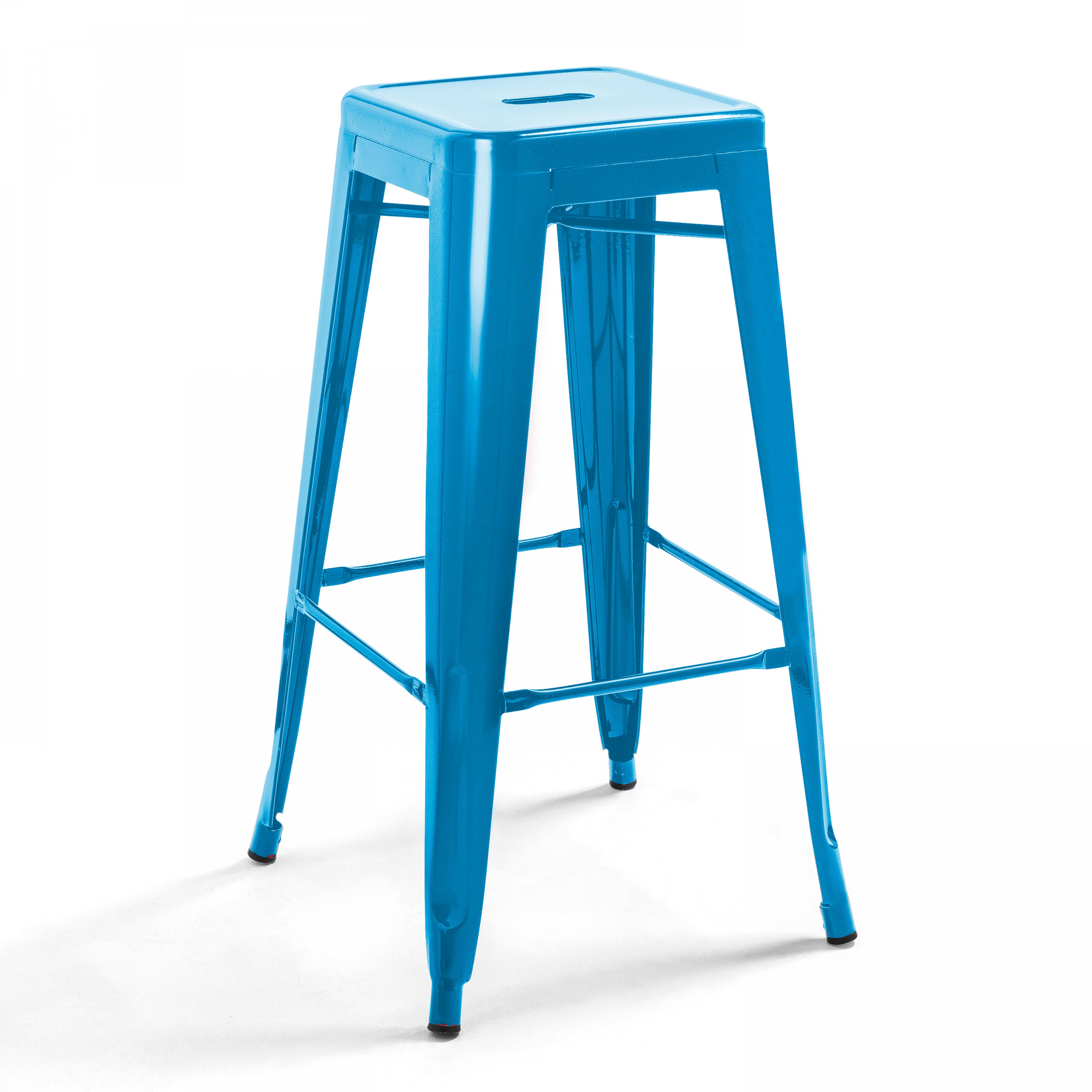 Oviala - Tabouret de bar en métal brillant bleu Indus - Oviala - Imagen 1