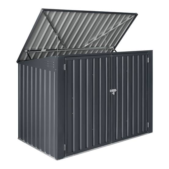 Cache poubelle Grebin avec toit rabattable pour 2 poubelles 173x101x131 cm en.casa - Imagen 4