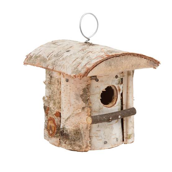 HABAU Nichoir En Bois Avec Toit Arrondi Blanc – Pour Mésanges Et Petits Oiseaux – Facile à Nettoyer Et Très Résistant