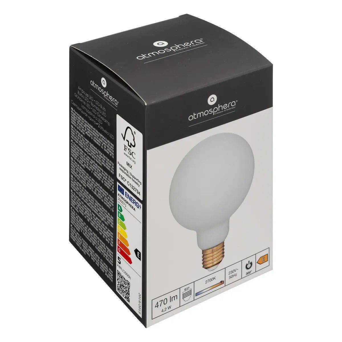Ampoule LED Globe "Opaline" 14cm Blanc - Image 3