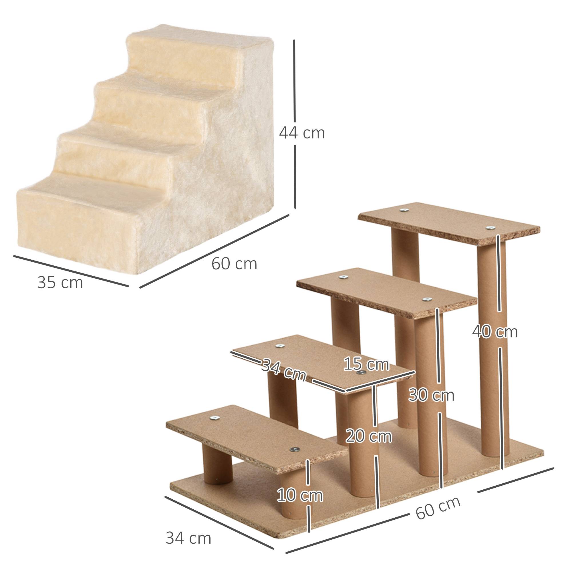 Escalier chien 4 marches, 35 cm, escalier chat lit/canapé, chiens/chats jusqu'à 5 kg, beige - Image 5