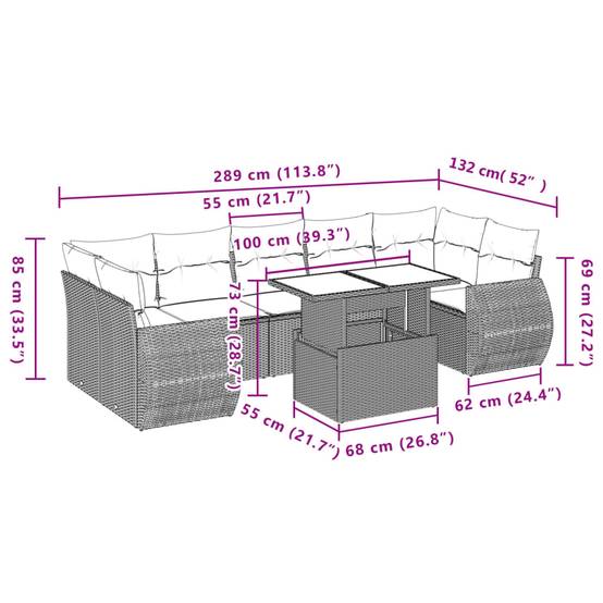 Salon de jardin 8 personnes résine tressée table ajustable pour jardin marron – ComfortXL Outdoor Living - Image 10