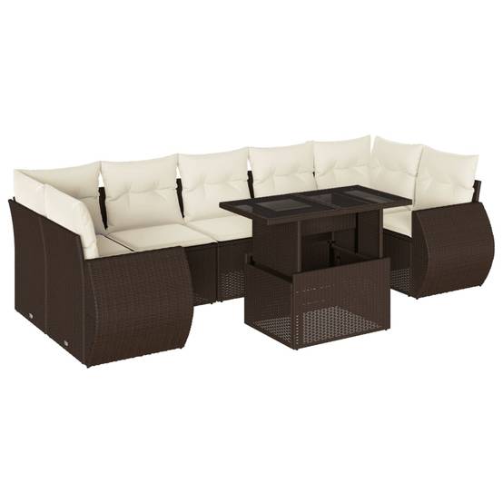 Salon de jardin 8 personnes résine tressée table ajustable pour jardin marron – ComfortXL Outdoor Living - Image 2