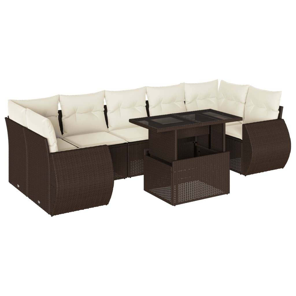 Salon de jardin 8 personnes résine tressée table ajustable pour jardin marron – ComfortXL Outdoor Living - Image 2