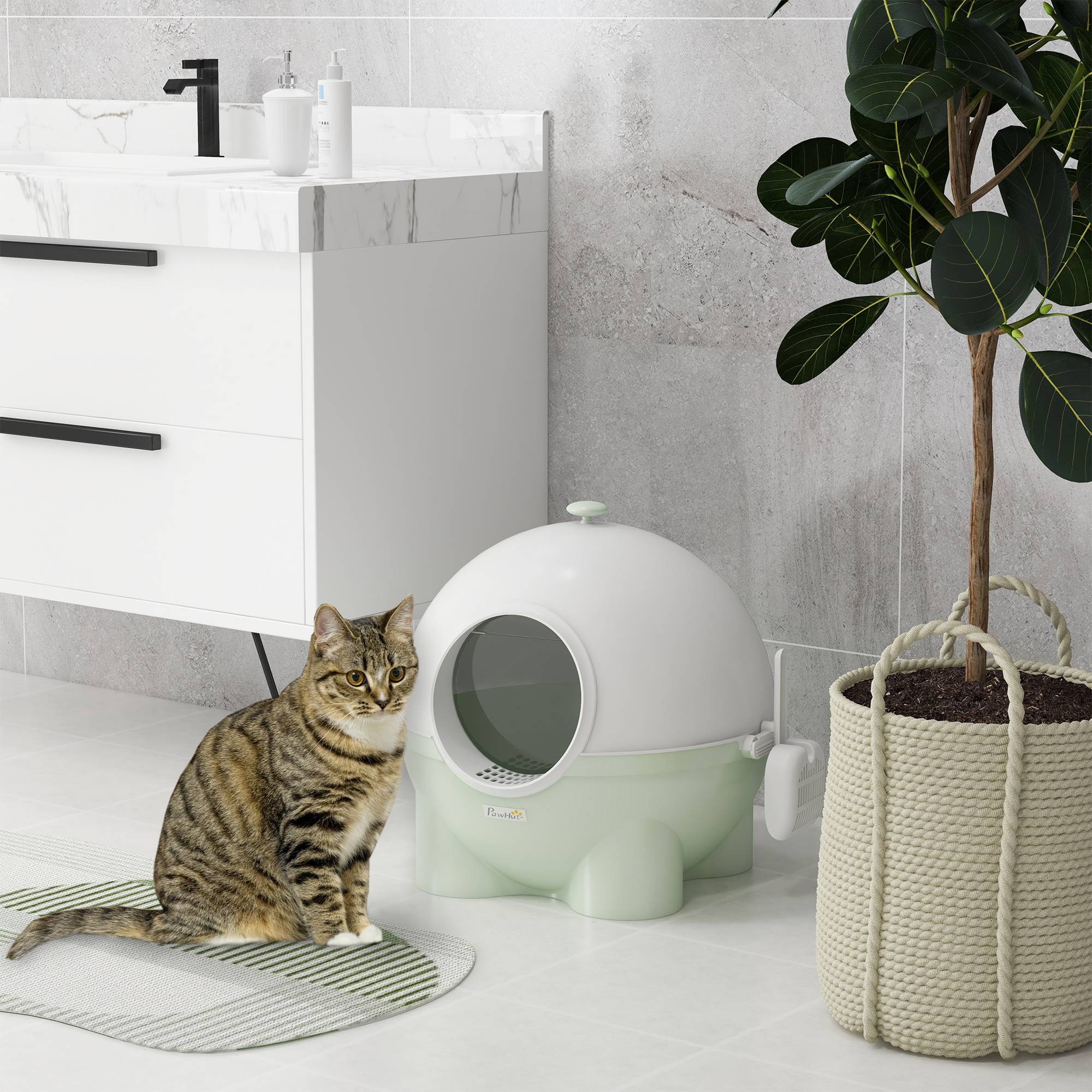 Maison de toilette plastique vert et blanc 53 x 51 x 48 cm - PANGIVO - Image 3