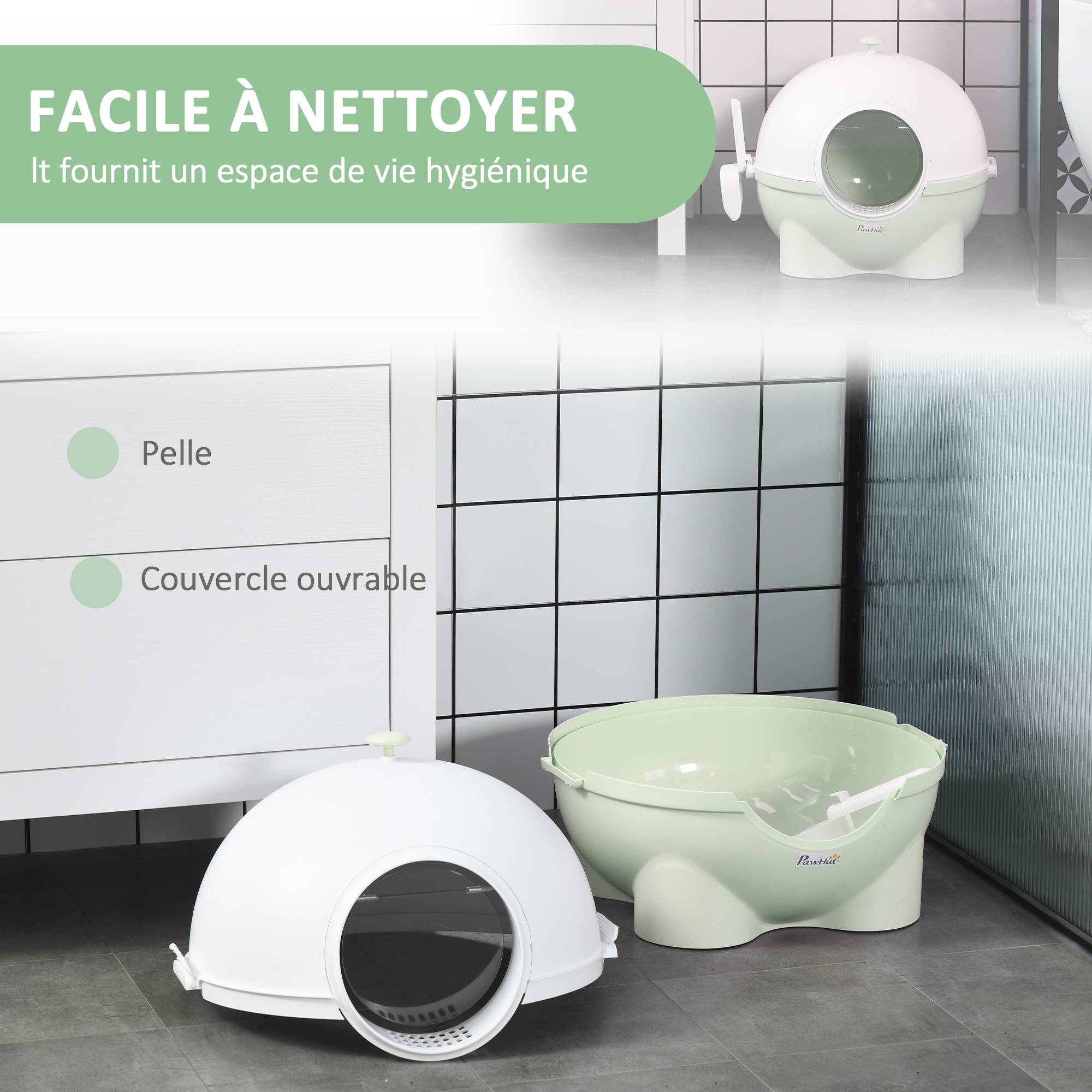 Maison de toilette plastique vert et blanc 53 x 51 x 48 cm - PANGIVO - Image 7