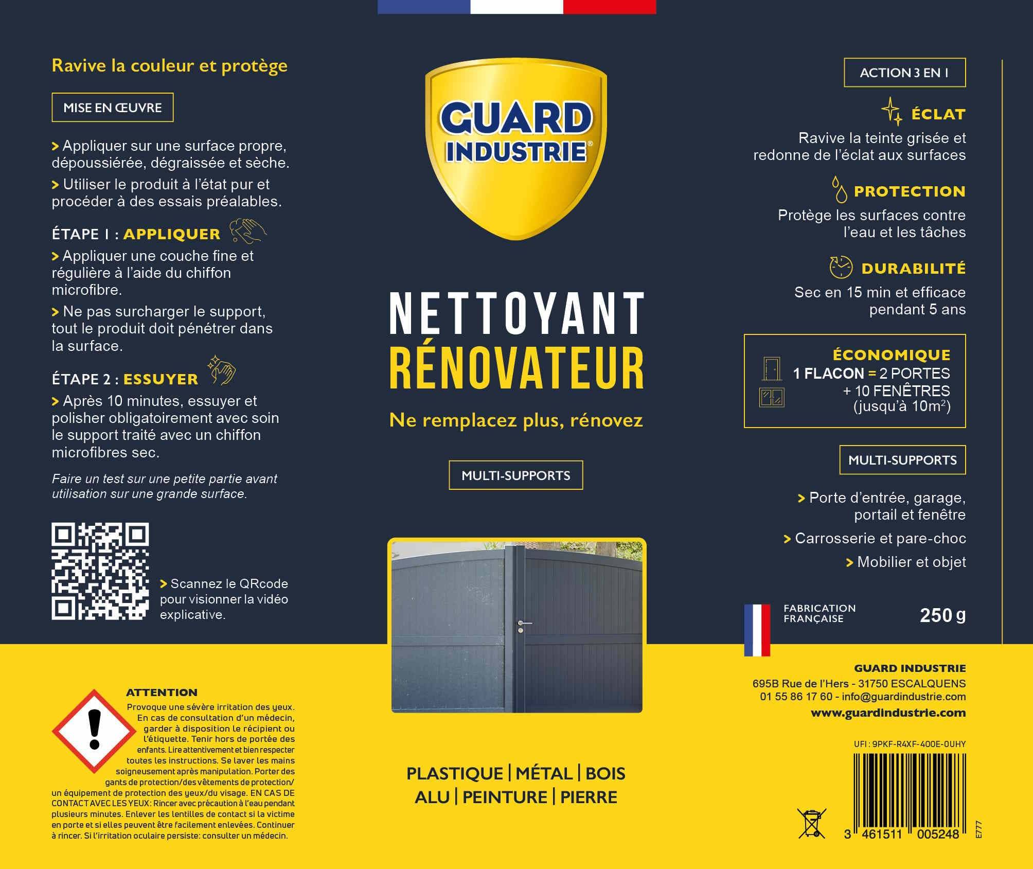 Nettoyant Rénovateur Ravive Couleurs Peinture PVC Métal Antitache 5 ans 250g - 2 Portes et 10 Fenêtres Chiffon microfibre inclus - Image 5