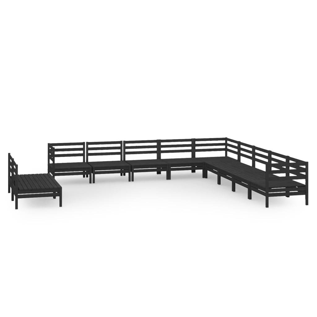 Helloshop26 - Salon de jardin meuble d'extérieur ensemble de mobilier 11 pièces bois de pin massif noir - Imagen 1