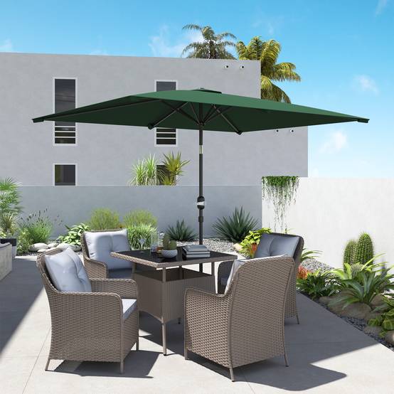 ComfortXL - Parasol Rectangulaire Aluminium Jardin Terrasse Inclinable 295x195 cm Vert - ComfortXL Outdoor Living - Image 3