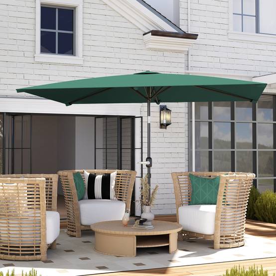 ComfortXL - Parasol Rectangulaire Aluminium Jardin Terrasse Inclinable 295x195 cm Vert - ComfortXL Outdoor Living - Image 4
