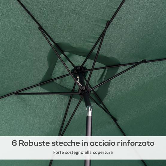 ComfortXL - Parasol Rectangulaire Aluminium Jardin Terrasse Inclinable 295x195 cm Vert - ComfortXL Outdoor Living - Image 9