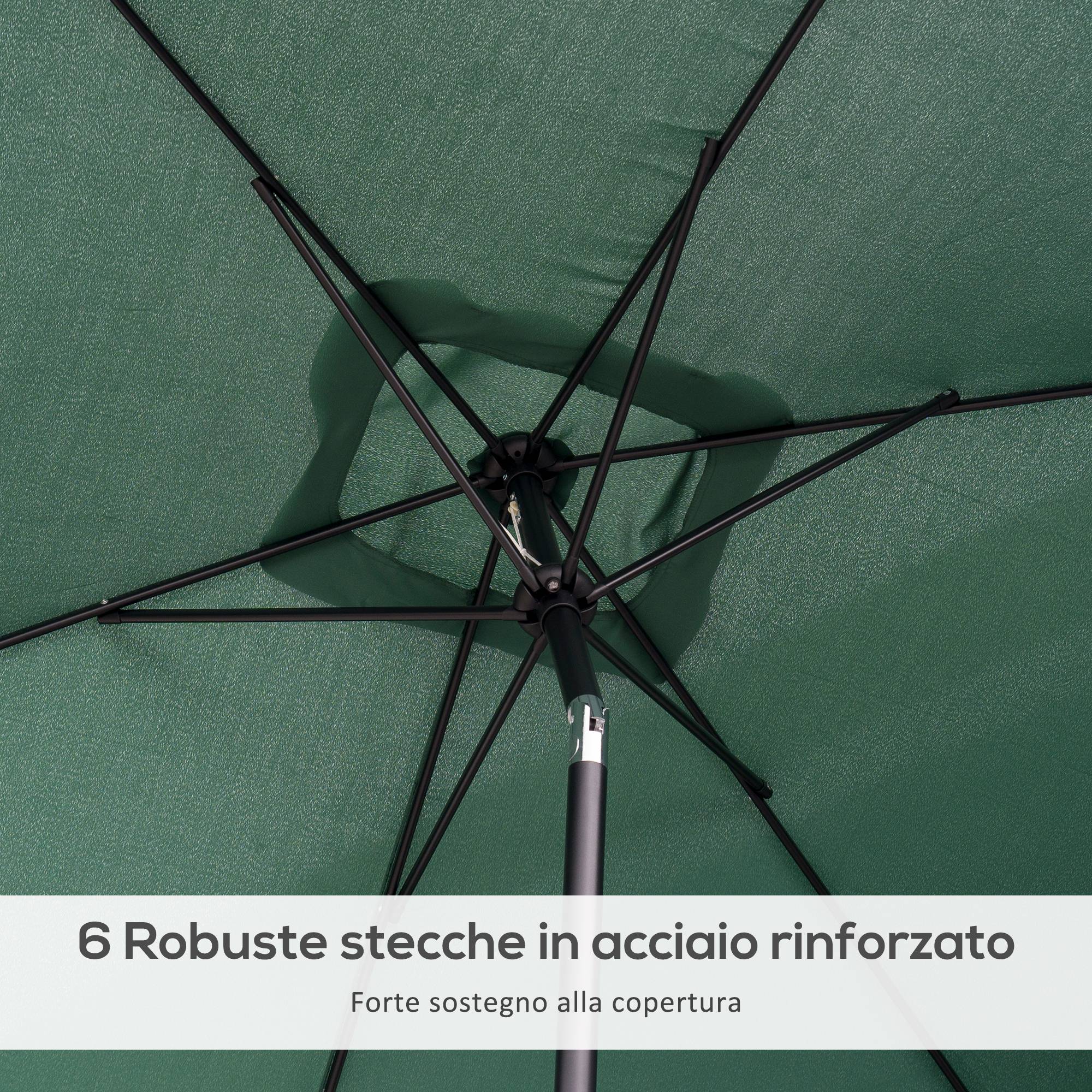 ComfortXL - Parasol Rectangulaire Aluminium Jardin Terrasse Inclinable 295x195 cm Vert - ComfortXL Outdoor Living - Image 9