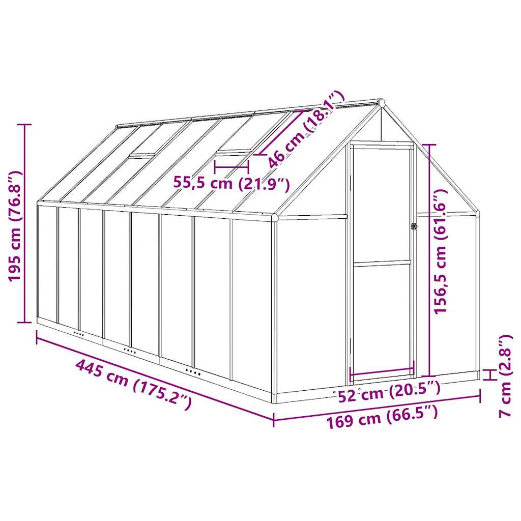 PANGIVO - Serre aluminium et polycarbonate vert 445 x 169 x 195 cm - PANGIVO - Image 10
