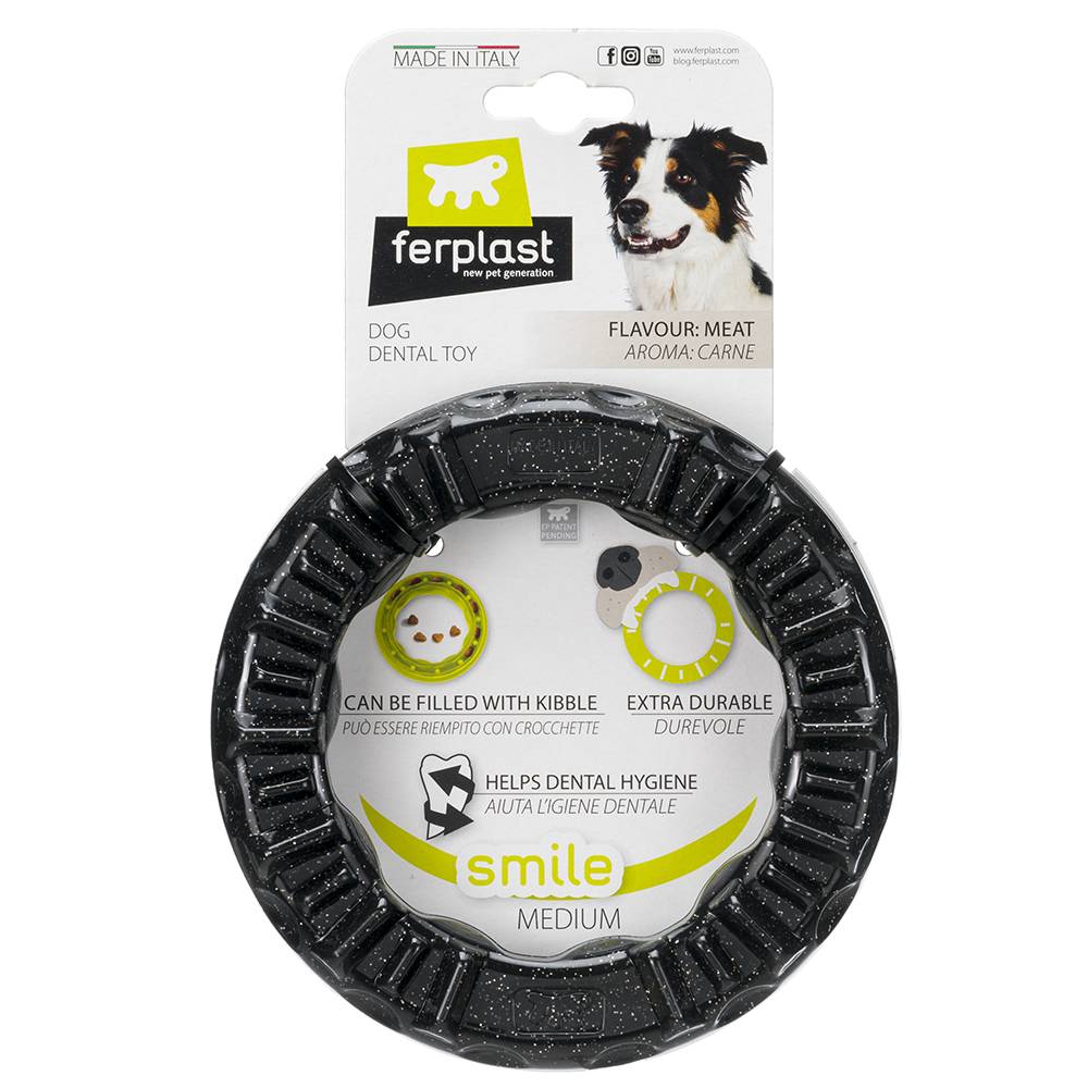 Ferplast - Ferplast Jouet Chien, Anneau Distributeur Croquettes Friandises pour Chien, en Matériau Durable à Mâcher, Arôme de Viande, pour l'Hygiène Dentaire, - Imagen 8
