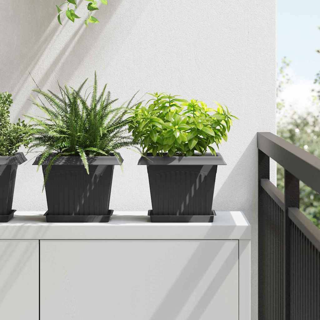 ComfortXL - Pots carrés plastique plantes balcons terrasses drainage intégré 23x23cm noir - ComfortXL Outdoor Living