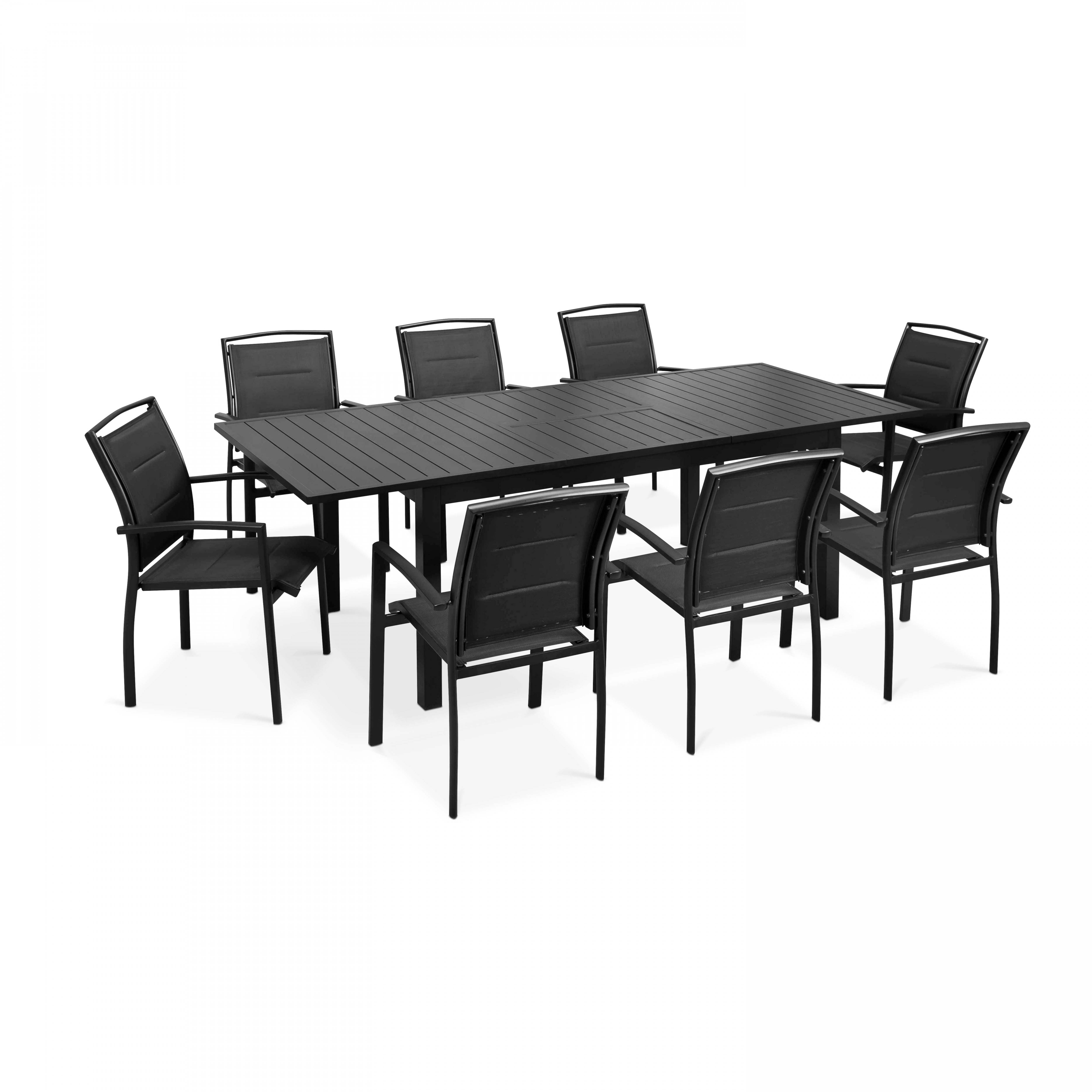Oviala - Ensemble table de jardin extensible et 8 fauteuils en aluminium noir Butterfly - Oviala - Imagen 1
