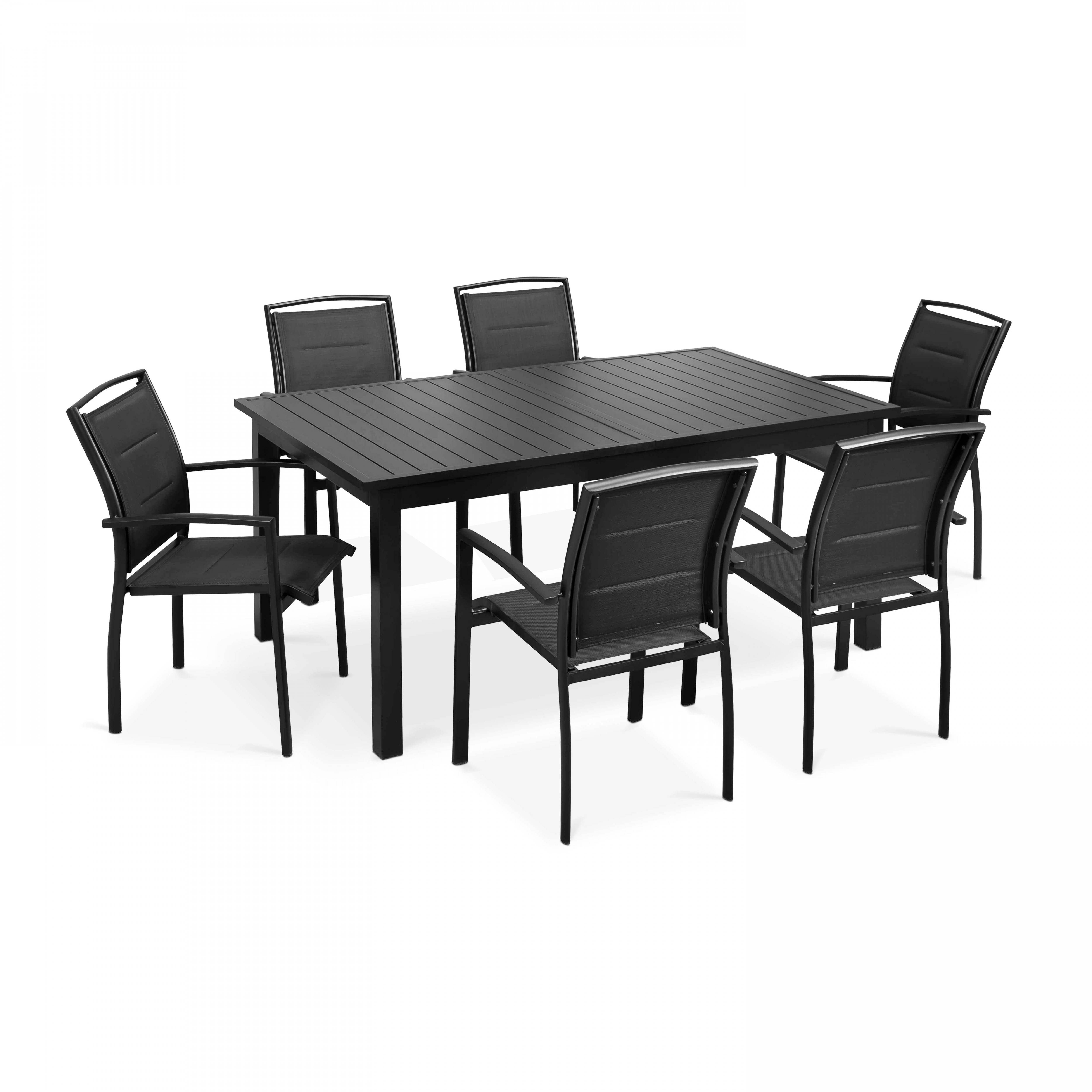 Oviala - Ensemble table de jardin extensible et 8 fauteuils en aluminium noir Butterfly - Oviala - Imagen 3