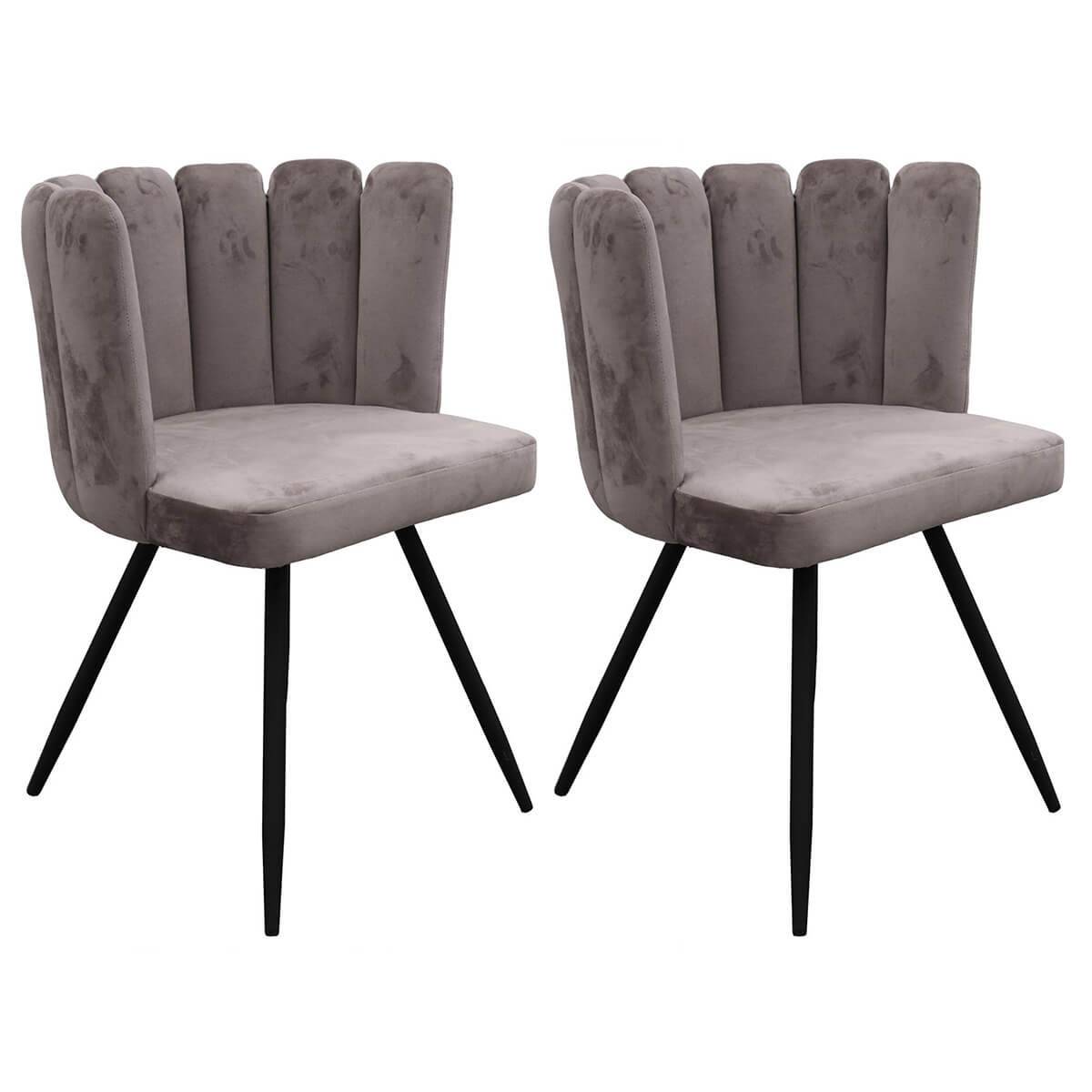 ALTOBUY - Lot de 2 Chaises Velours Gris - CHARLOTTE - Image 1
