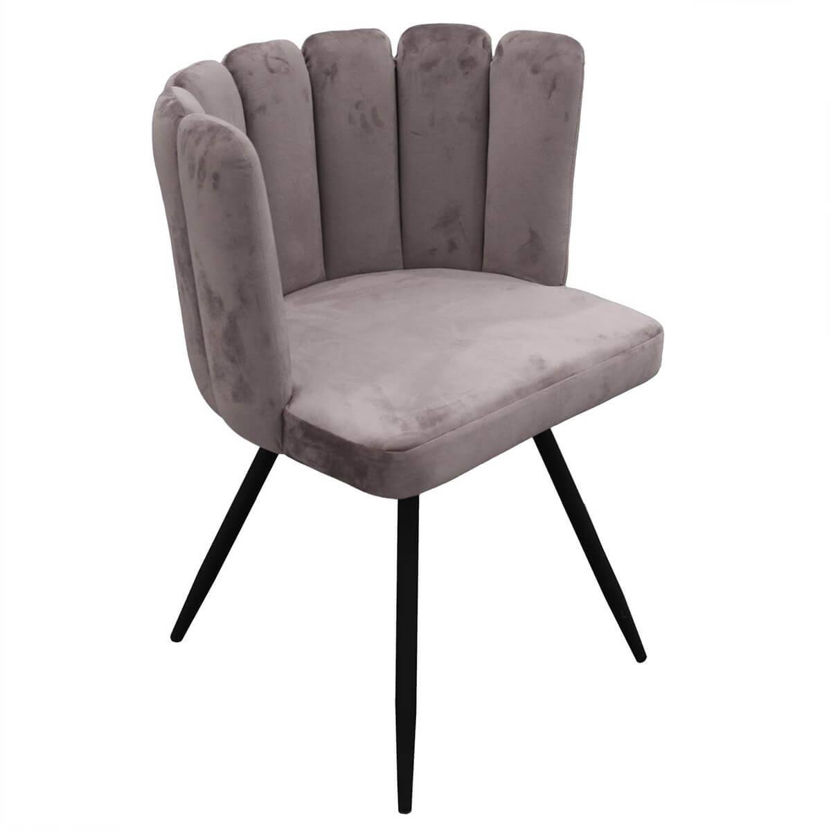 ALTOBUY - Lot de 2 Chaises Velours Gris - CHARLOTTE - Image 5