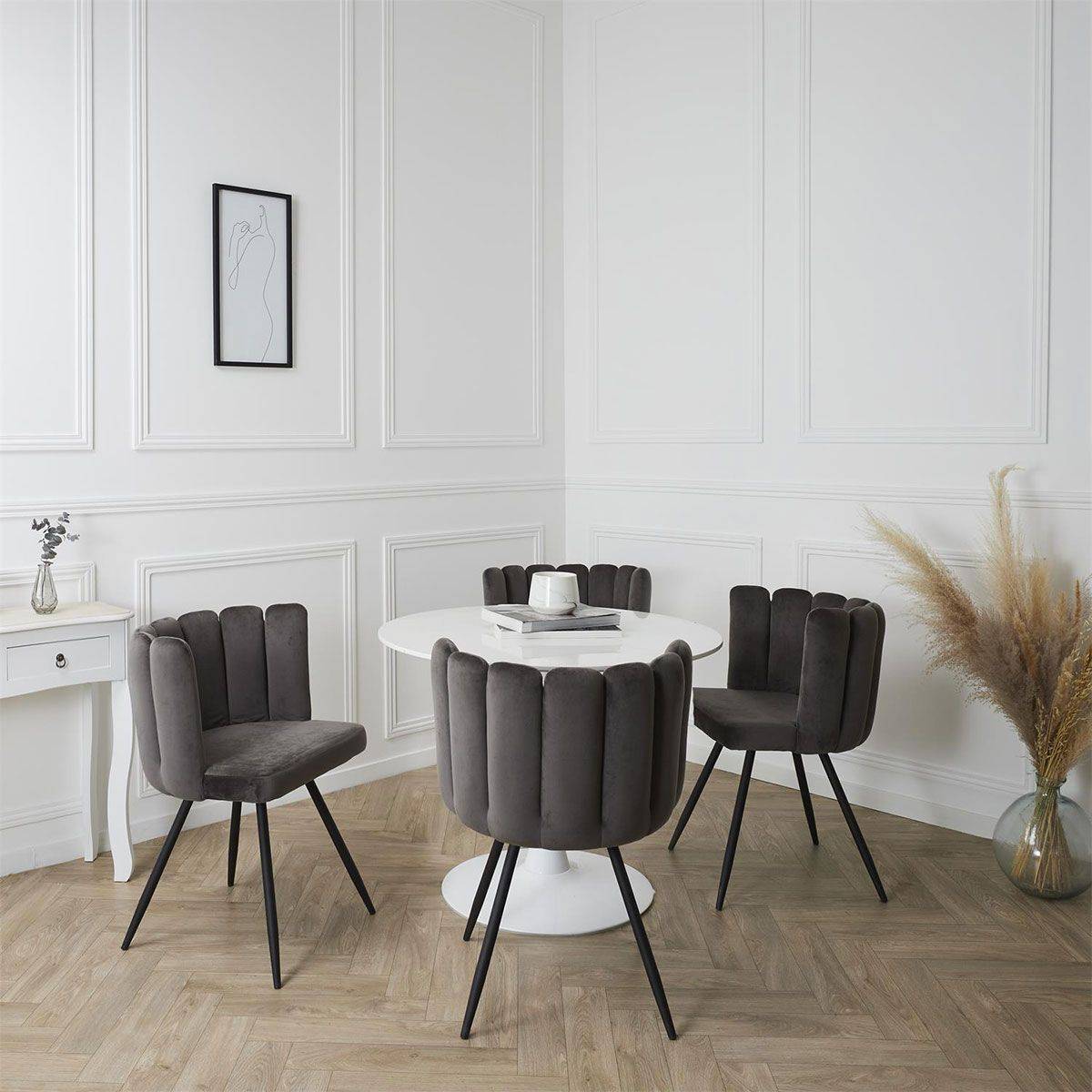 ALTOBUY - Lot de 2 Chaises Velours Gris - CHARLOTTE - Image 2