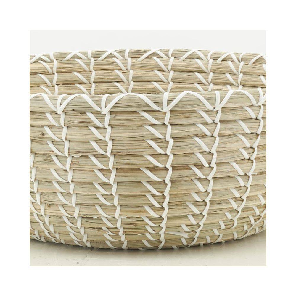 Aubry Gaspard - Corbeilles de rangement en jonc naturel et liens blanc - Imagen 4