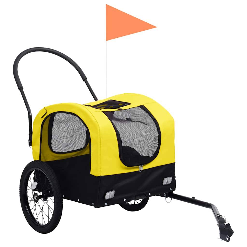 Vidaxl - Remorque de vélo pour chiens et poussette 2-en-1 jaune et noir vidaXL 92439 - Imagen 2