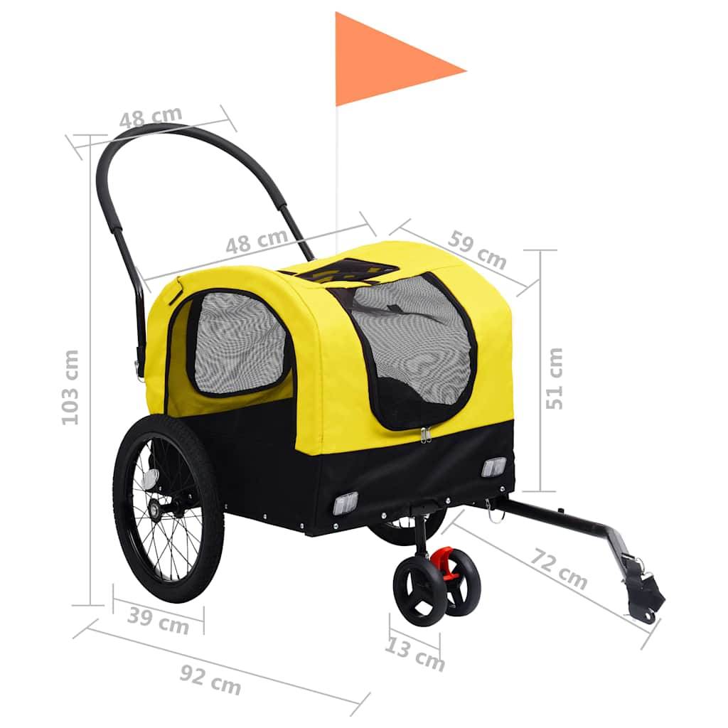 Vidaxl - Remorque de vélo pour chiens et poussette 2-en-1 jaune et noir vidaXL 92439 - Imagen 3