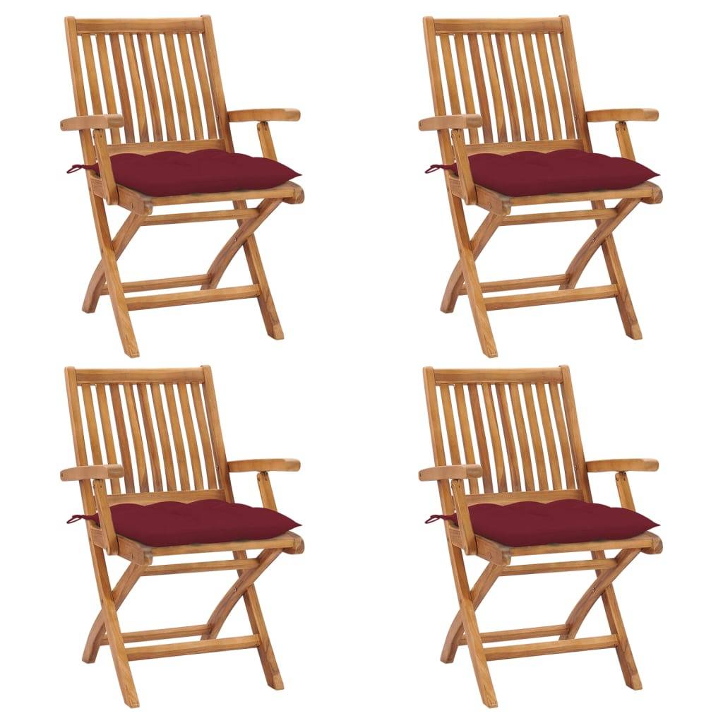 PANGIVO - Chaises de jardin pliantes teck rouge bordeaux 56 x 58 x 88 cm - PANGIVO - Image 1
