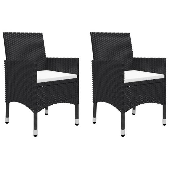 Helloshop26 - Ensemble de bistro jardin meuble extérieur terrasse 3 pièces résine tressée et verre trempé noir - Imagen 2