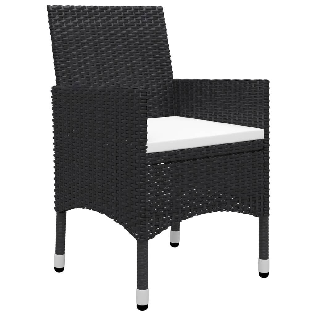 Helloshop26 - Ensemble de bistro jardin meuble extérieur terrasse 3 pièces résine tressée et verre trempé noir - Imagen 3