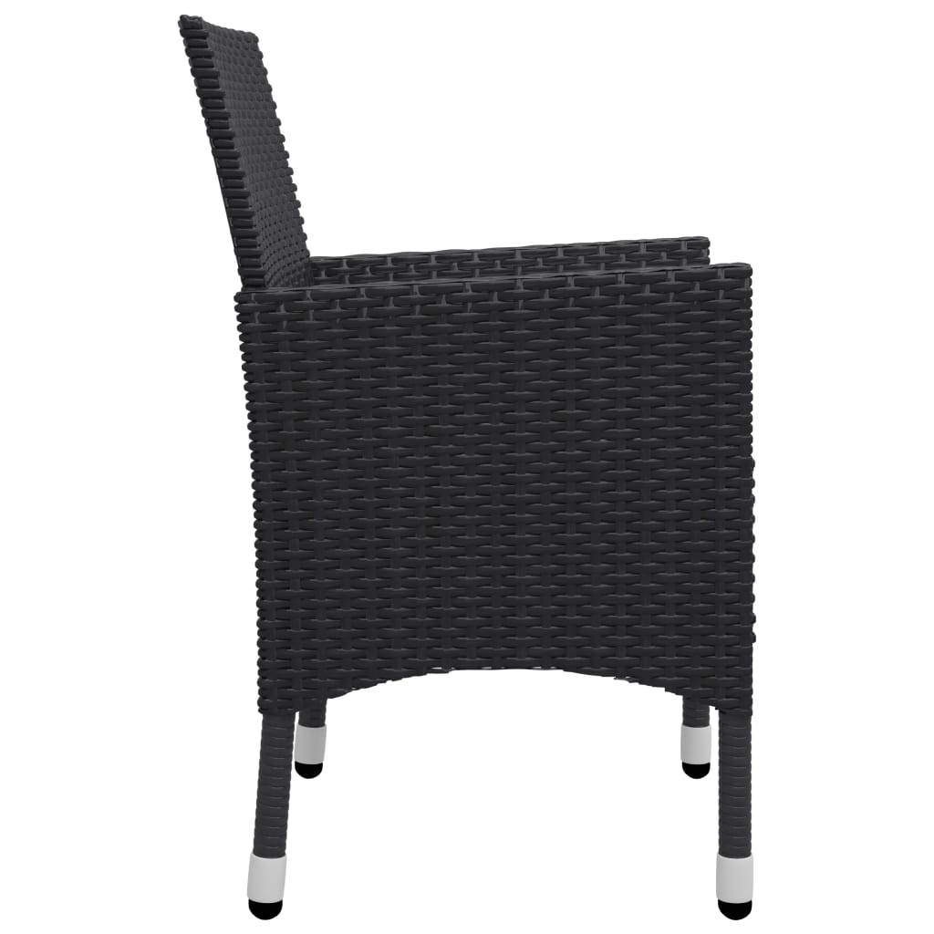 Helloshop26 - Ensemble de bistro jardin meuble extérieur terrasse 3 pièces résine tressée et verre trempé noir - Imagen 6