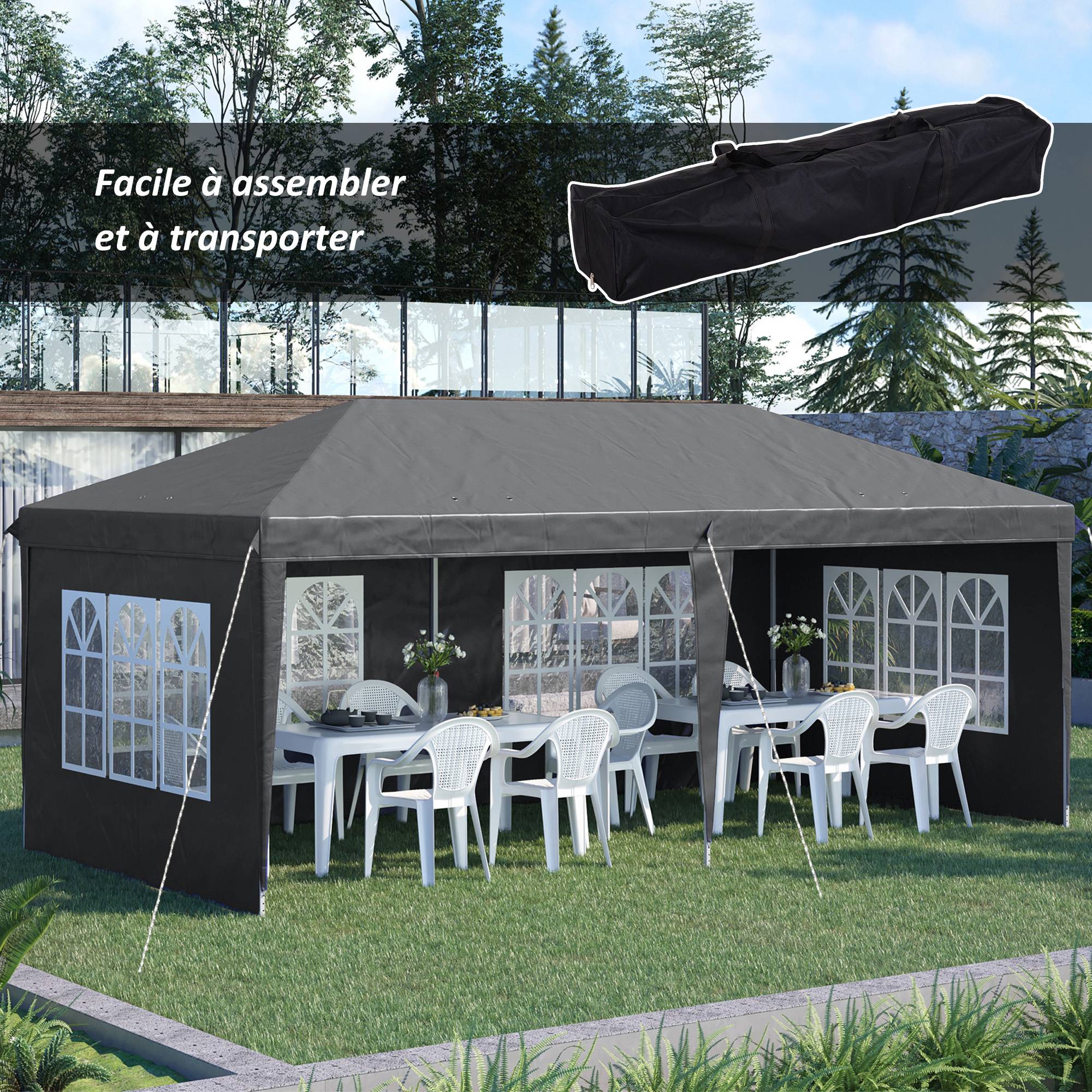 Outsunny - Tonnelle barnum pop-up pliant 3x3m 4 parois amovibles sac de transport gris - Outsunny - Image 4