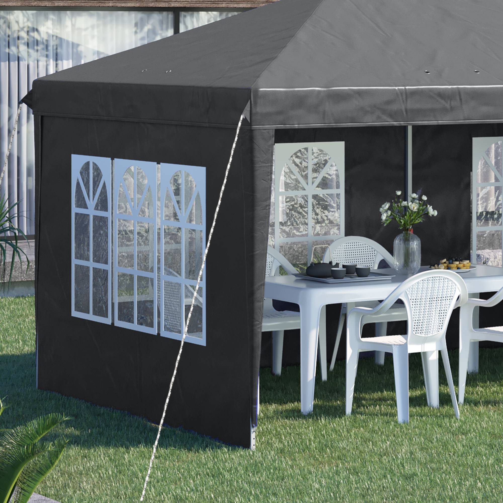 Outsunny - Tonnelle barnum pop-up pliant 3x3m 4 parois amovibles sac de transport gris - Outsunny - Image 6