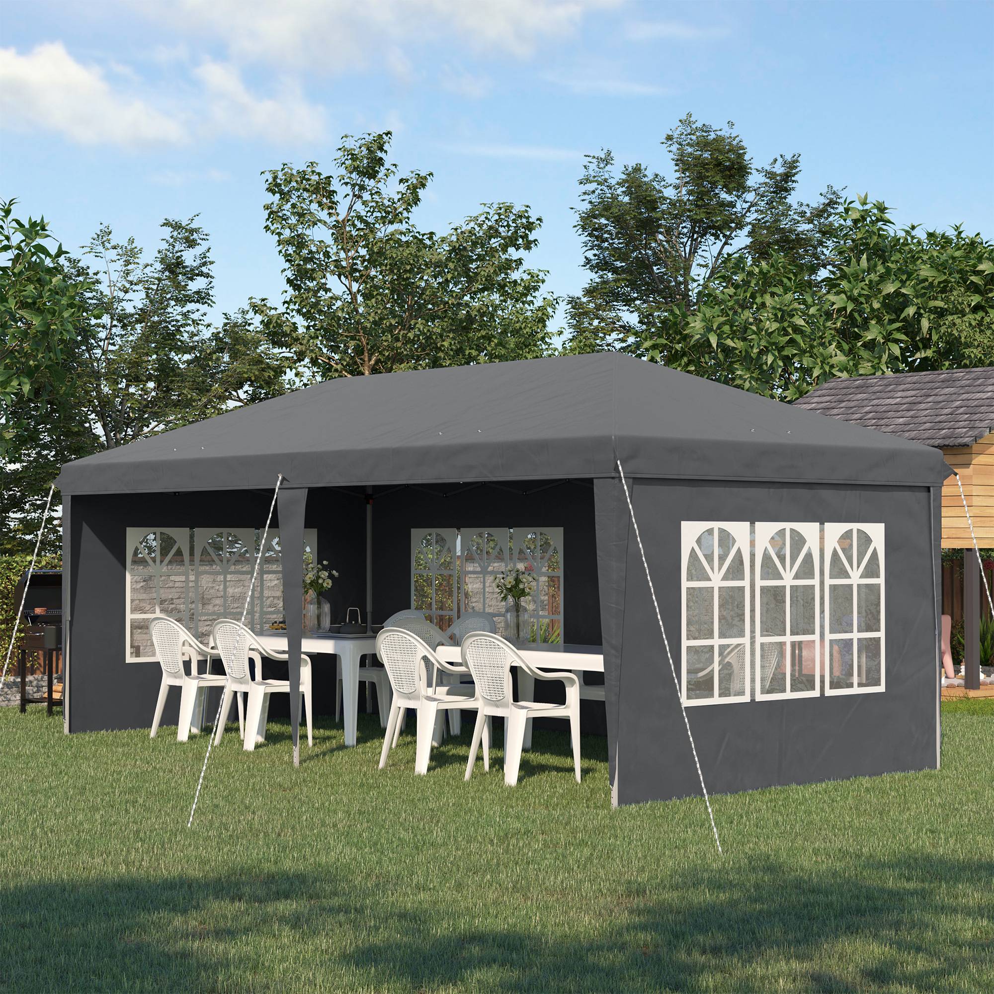 Outsunny - Tonnelle barnum pop-up pliant 3x3m 4 parois amovibles sac de transport gris - Outsunny - Image 2