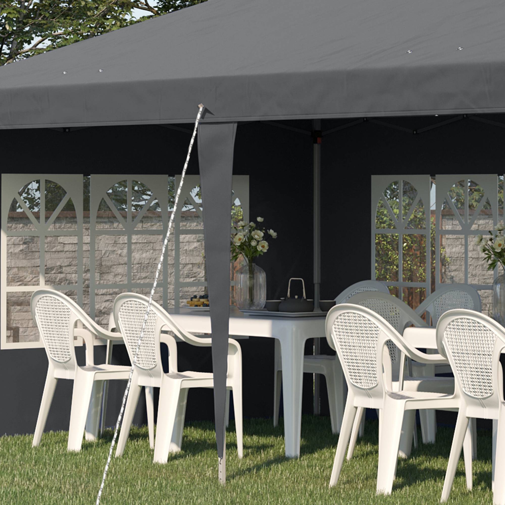 Outsunny - Tonnelle barnum pop-up pliant 3x3m 4 parois amovibles sac de transport gris - Outsunny - Image 7