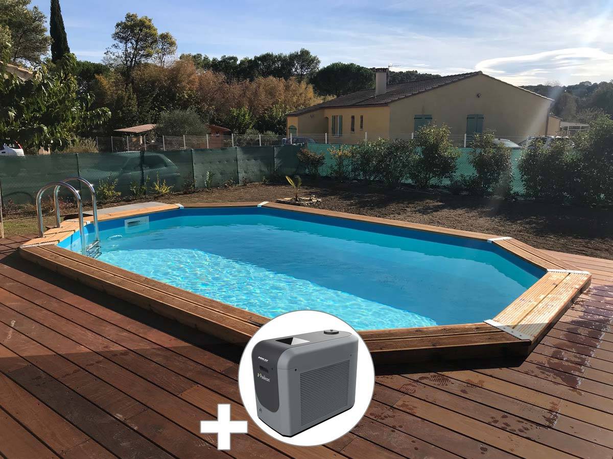 Ubbink - Kit piscine bois Ubbink Sunwater 4,90 x 3,00 x 1,20 m - Liner bleu + Poolican