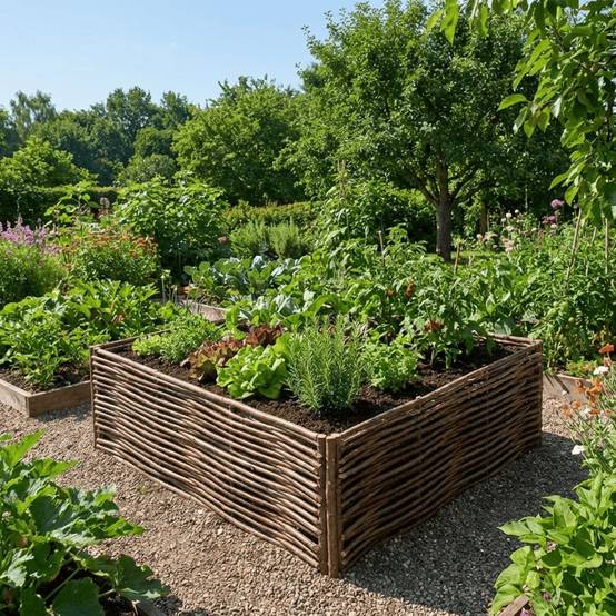 Potager carré en noisetier - 100% Naturel - 150 x 150 x 60 cm - Image 2