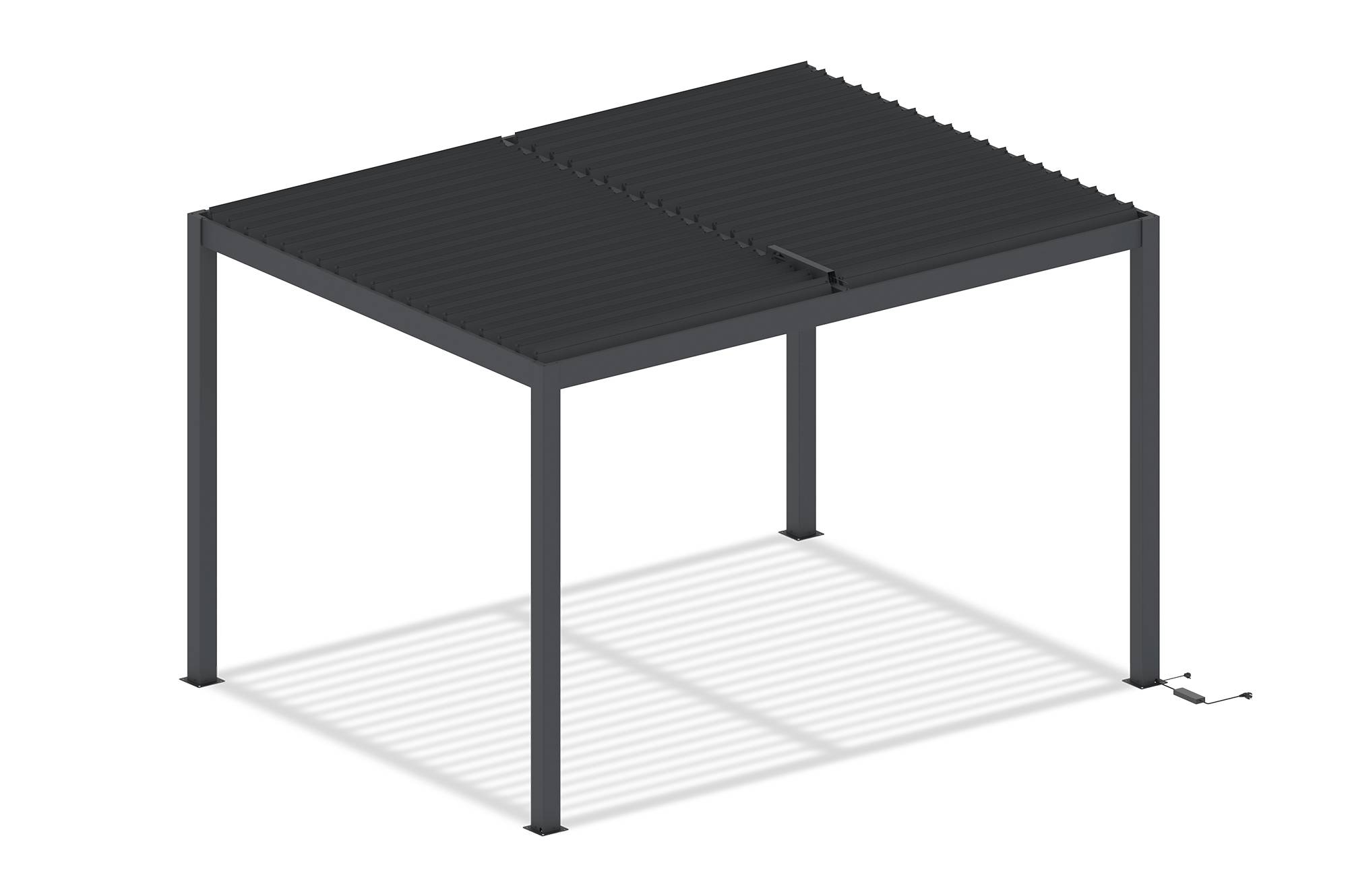 Cazeboo Pergola bioclimatique motorisée 4x3 m autoportée à LED AGOSTA hauteur 250  cm - Aluminium gris - Image 8