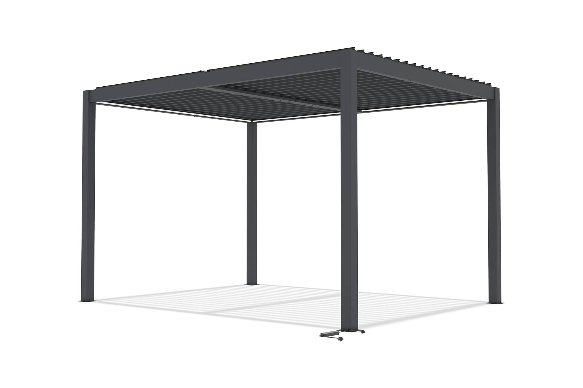 Cazeboo Pergola bioclimatique motorisée 4x3 m autoportée à LED AGOSTA hauteur 250  cm - Aluminium gris - Image 7
