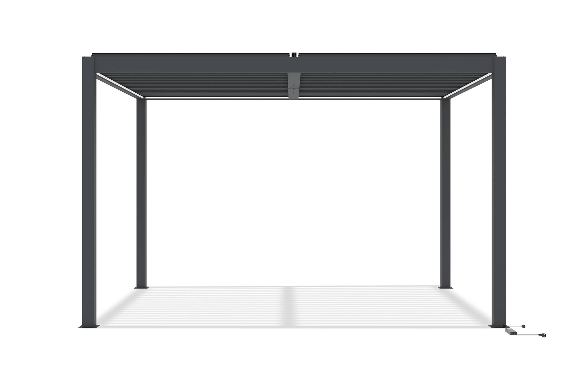 Cazeboo Pergola bioclimatique motorisée 4x3 m autoportée à LED AGOSTA hauteur 250  cm - Aluminium gris - Image 4