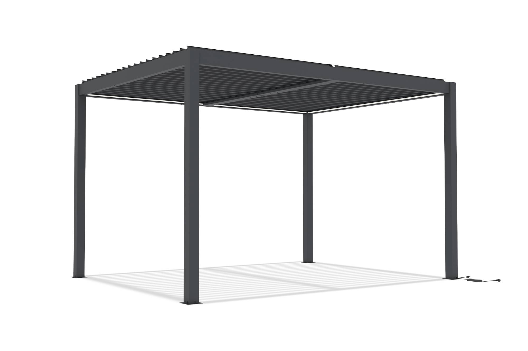 Cazeboo Pergola bioclimatique motorisée 4x3 m autoportée à LED AGOSTA hauteur 250  cm - Aluminium gris - Image 6