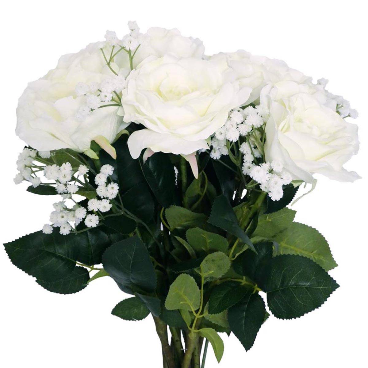 Artificielles - Bouquet artificiel création fleuriste calme blanc x9 roses H 75 cm - Imagen 1