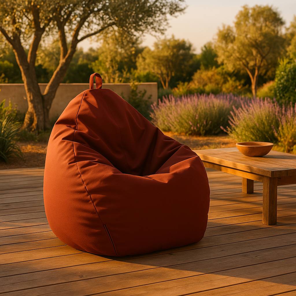 Pouf poire XL d'extérieur - 110x120 cm - Terracotta - Déco arts - Image 2