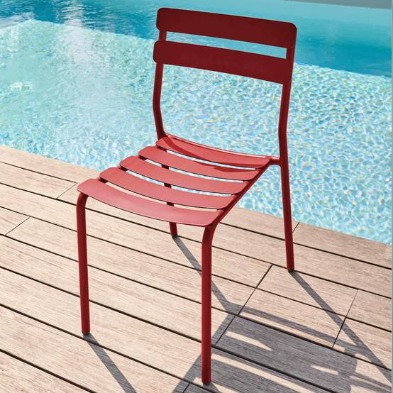 Oviala - Chaise de terrasse en aluminium rouge foncé Almada - Oviala - Imagen 2