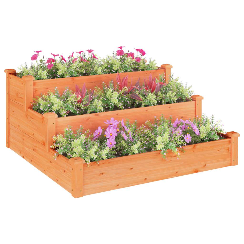 ComfortXL - Carré potager à étages en bois de sapin pour aromates et fraises Marron – ComfortXL Outdoor Living - Image 3