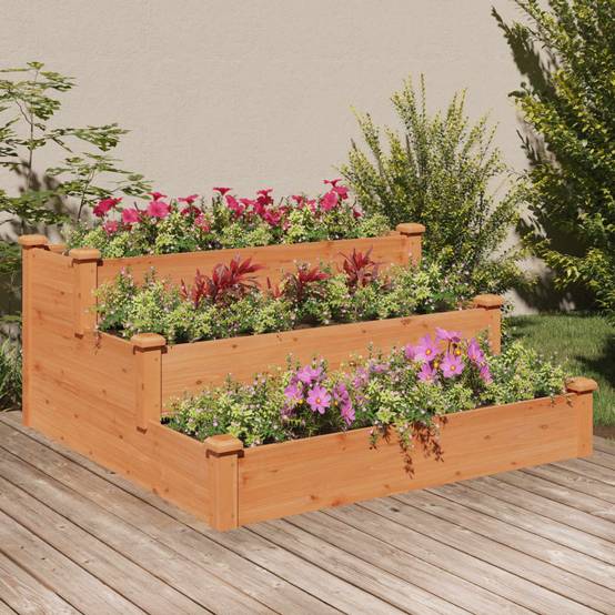 ComfortXL - Carré potager à étages en bois de sapin pour aromates et fraises Marron – ComfortXL Outdoor Living - Image 1