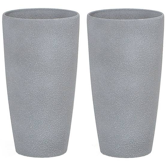 Cache-pot d'extérieur Fibre d'argile Gris ABDERA - Beliani - Image 1