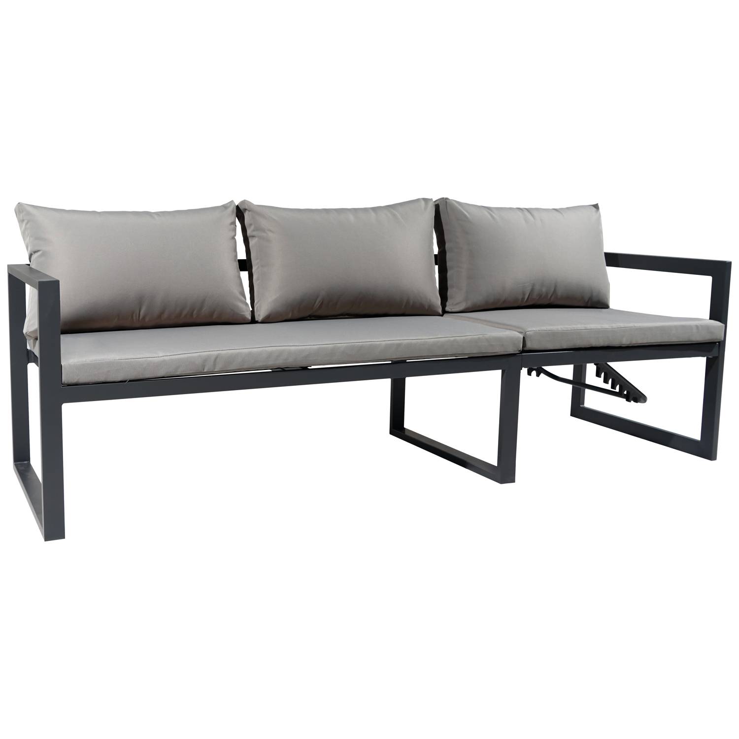 Happy Garden - Salon de jardin modulable IBIZA en tissu gris 4 places - aluminium anthracite - HAPPY GARDEN - Imagen 3