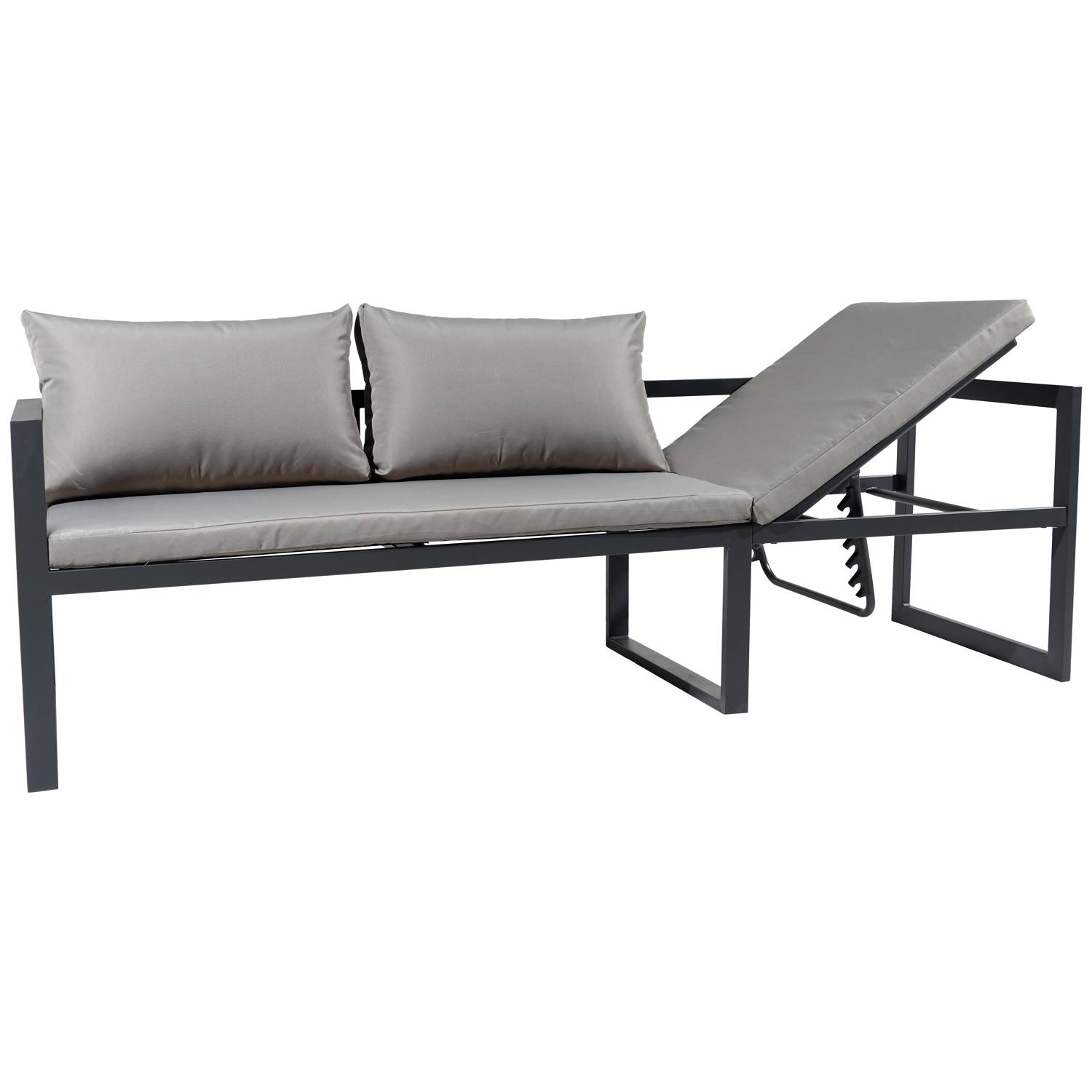 Happy Garden - Salon de jardin modulable IBIZA en tissu gris 4 places - aluminium anthracite - HAPPY GARDEN - Imagen 4