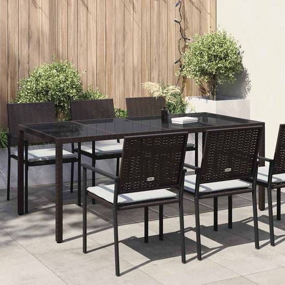 Grande Table de Jardin 8 Personnes 190x90cm en Polyrotin Marron – ComfortXL Outdoor Living - Image 1
